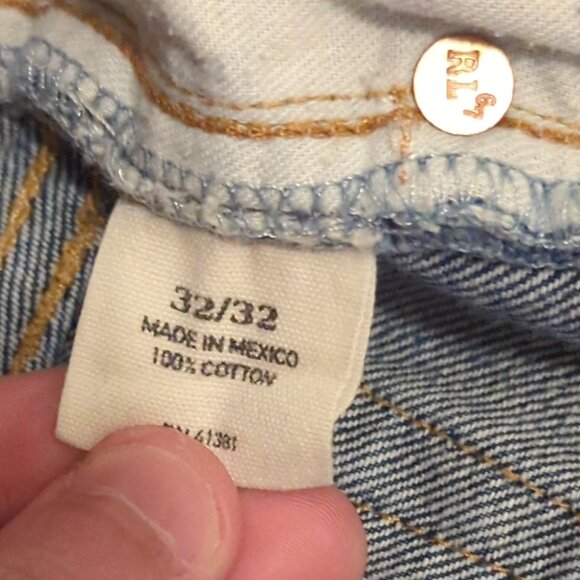 Polo Ralph Lauren Mens 32x32 (33x33) Slim Straight Distressed Denim Jeans - Picture 6 of 13